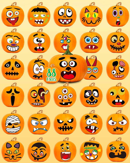 Greingways Reusable Pumpkin Face Stickers for Children, Mess-Free Halloween Craft Activity for Kitchen Table and Kids' Room Art Projects