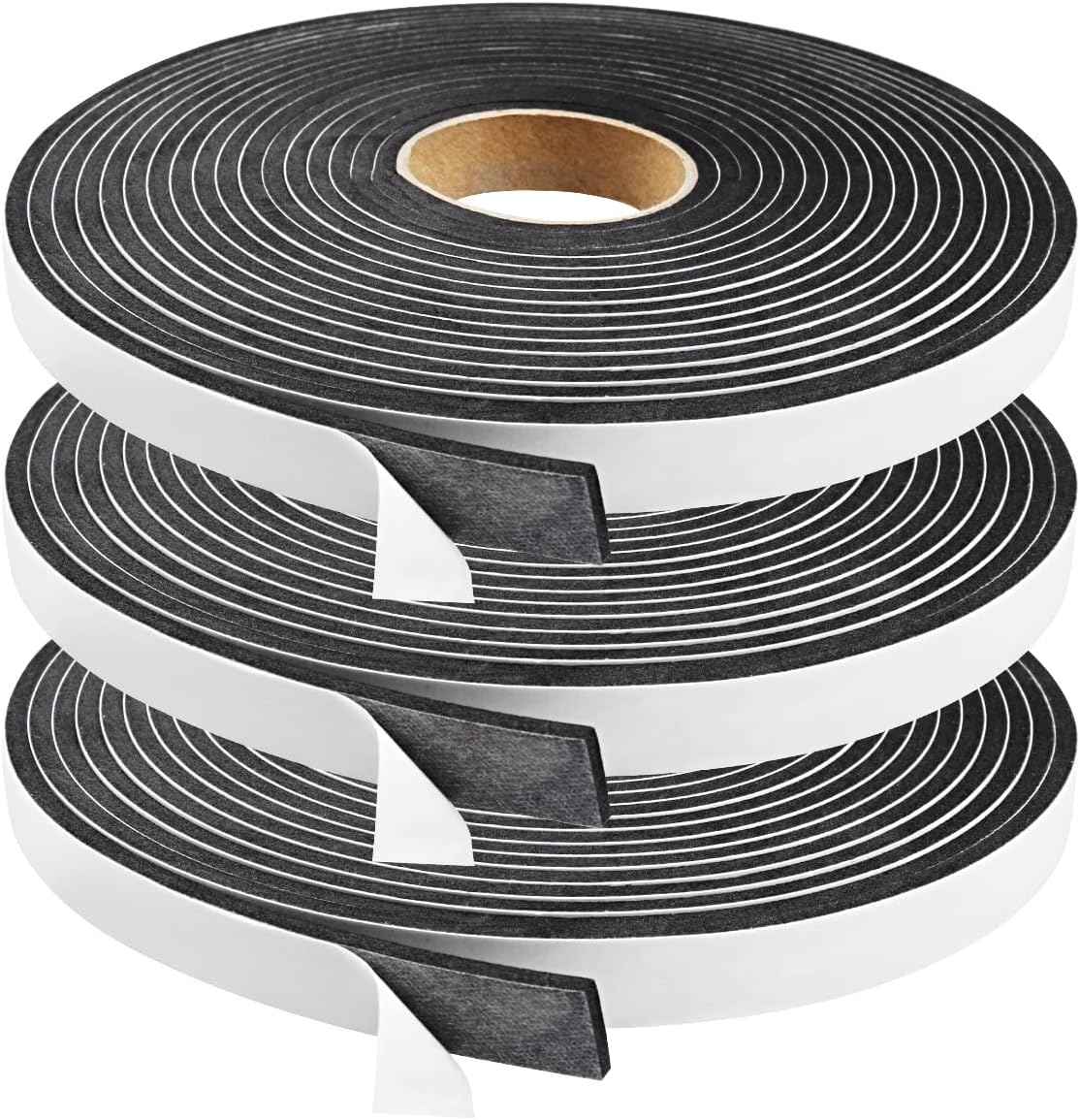 Single Roll Foam Weather Strip – Clean Black Seal Tape for Intentional Spaces, Tool-Free Door and Window Draft Stop