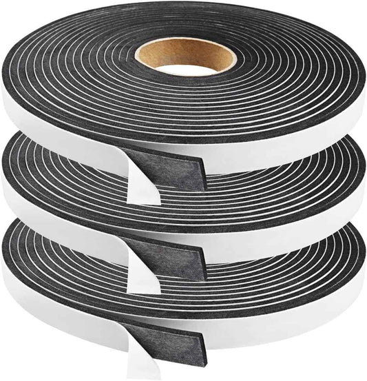 Single Roll Foam Weather Strip – Clean Black Seal Tape for Intentional Spaces, Tool-Free Door and Window Draft Stop