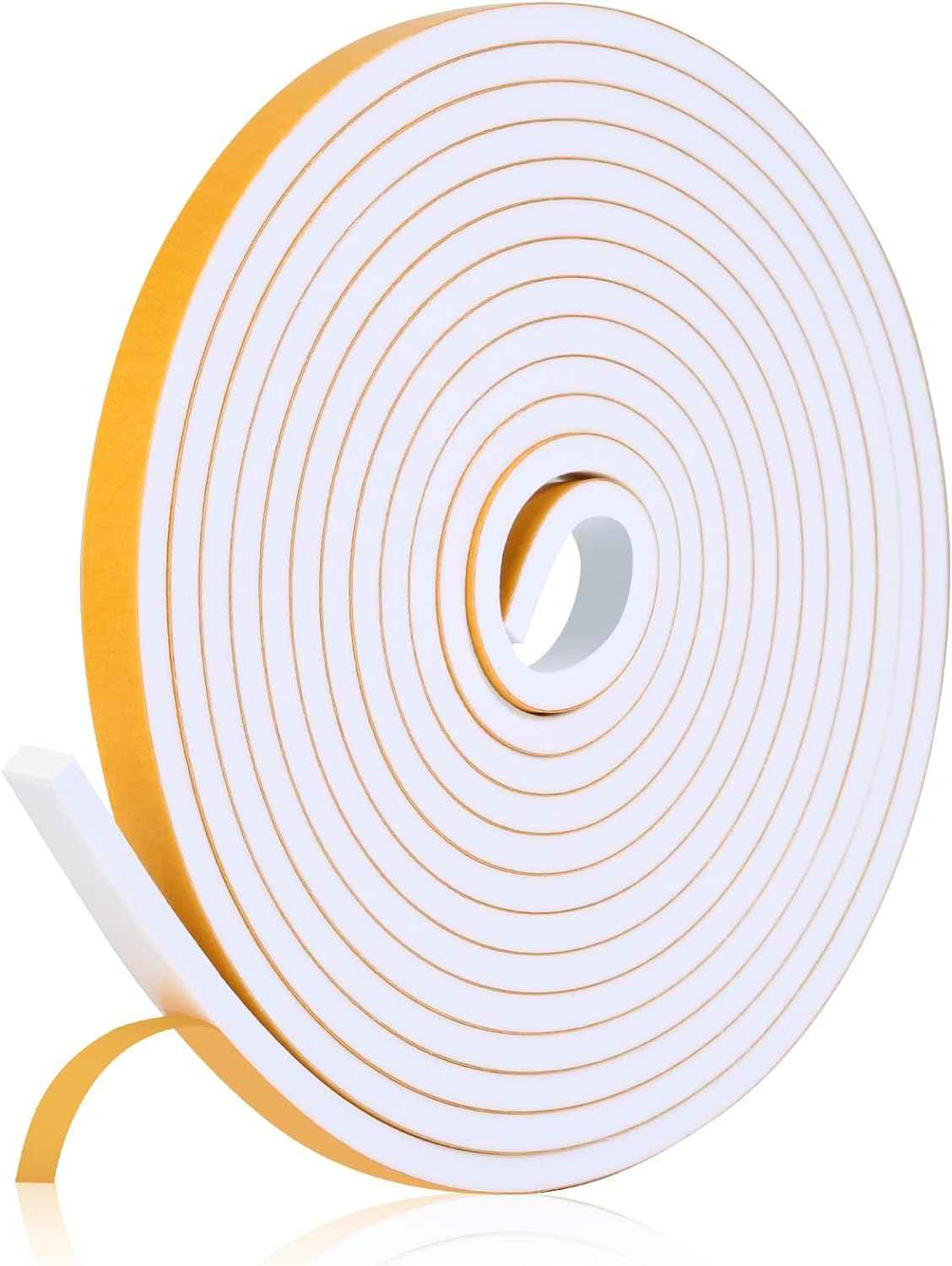 Fowong Weather Stripping Seal – Sleek White and Black Foam Tape for Door Frames and Window Sills, 16ft Home Upgrade