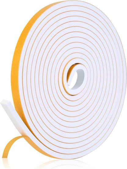 Fowong Weather Stripping Seal – Sleek White and Black Foam Tape for Door Frames and Window Sills, 16ft Home Upgrade
