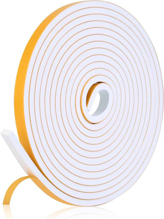 Fowong Weather Stripping Seal – Sleek White and Black Foam Tape for Door Frames and Window Sills, 16ft Home Upgrade