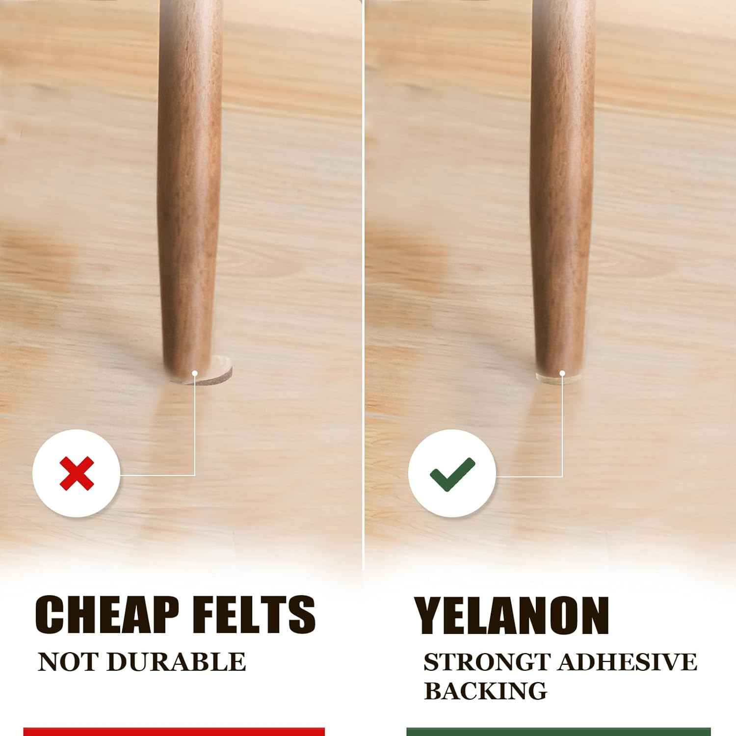 Yelanon Felt Furniture Pads for Hardwood Floors - 216 Pcs Strong-Adhesive Floor Protectors Preventing Slip and Trip Hazards at Home