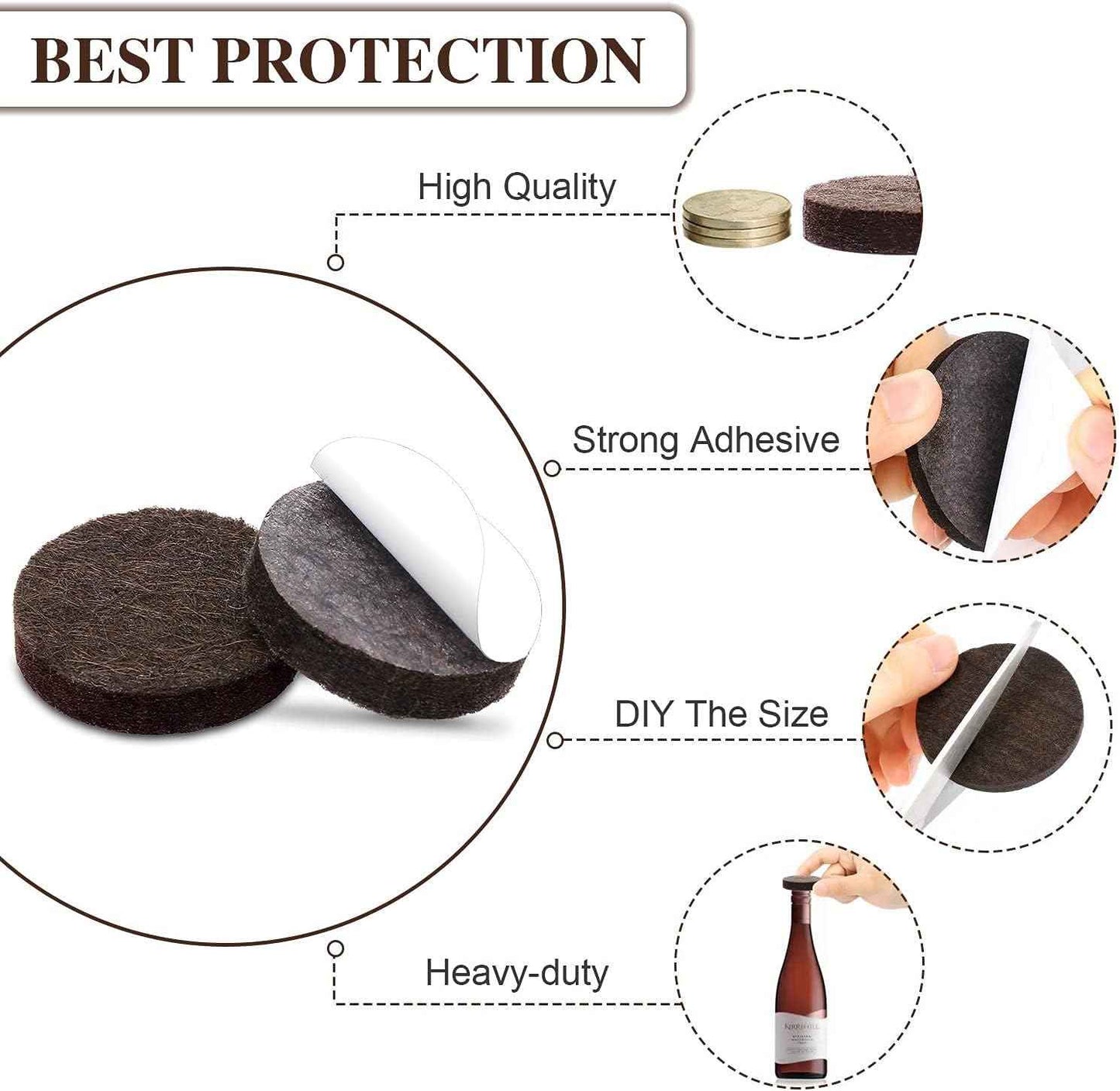 Yelanon Felt Furniture Pads - Slip Resistant Anti-Skid Floor Protectors for Family Safe Homes