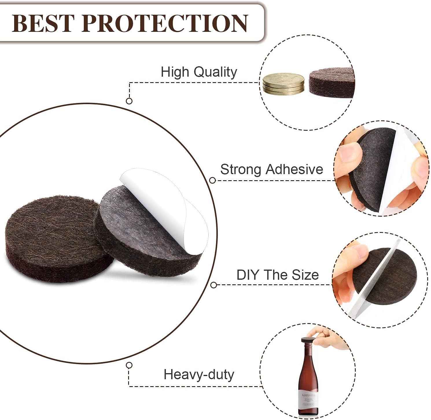 Yelanon Felt Furniture Pads - Slip Resistant Anti-Skid Floor Protectors for Family Safe Homes
