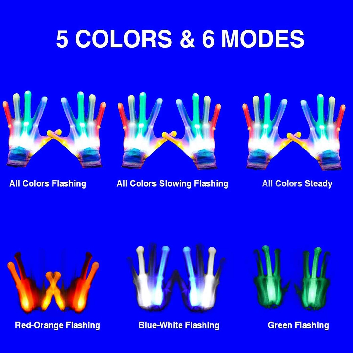 LumenGlow LED Gloves for Kids - Finger Light Gloves Safe Trick or Treat Costume Accessory for Boys and Girls Ages 3-12