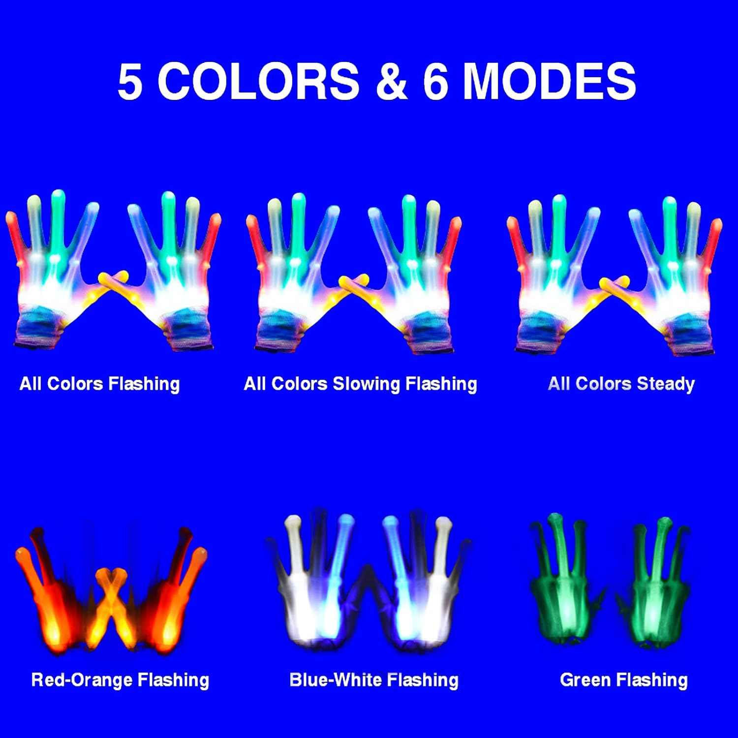 LumenGlow LED Gloves for Kids - Finger Light Gloves Safe Trick or Treat Costume Accessory for Boys and Girls Ages 3-12