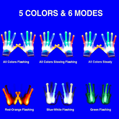 LumenGlow LED Gloves for Kids - Finger Light Gloves Safe Trick or Treat Costume Accessory for Boys and Girls Ages 3-12