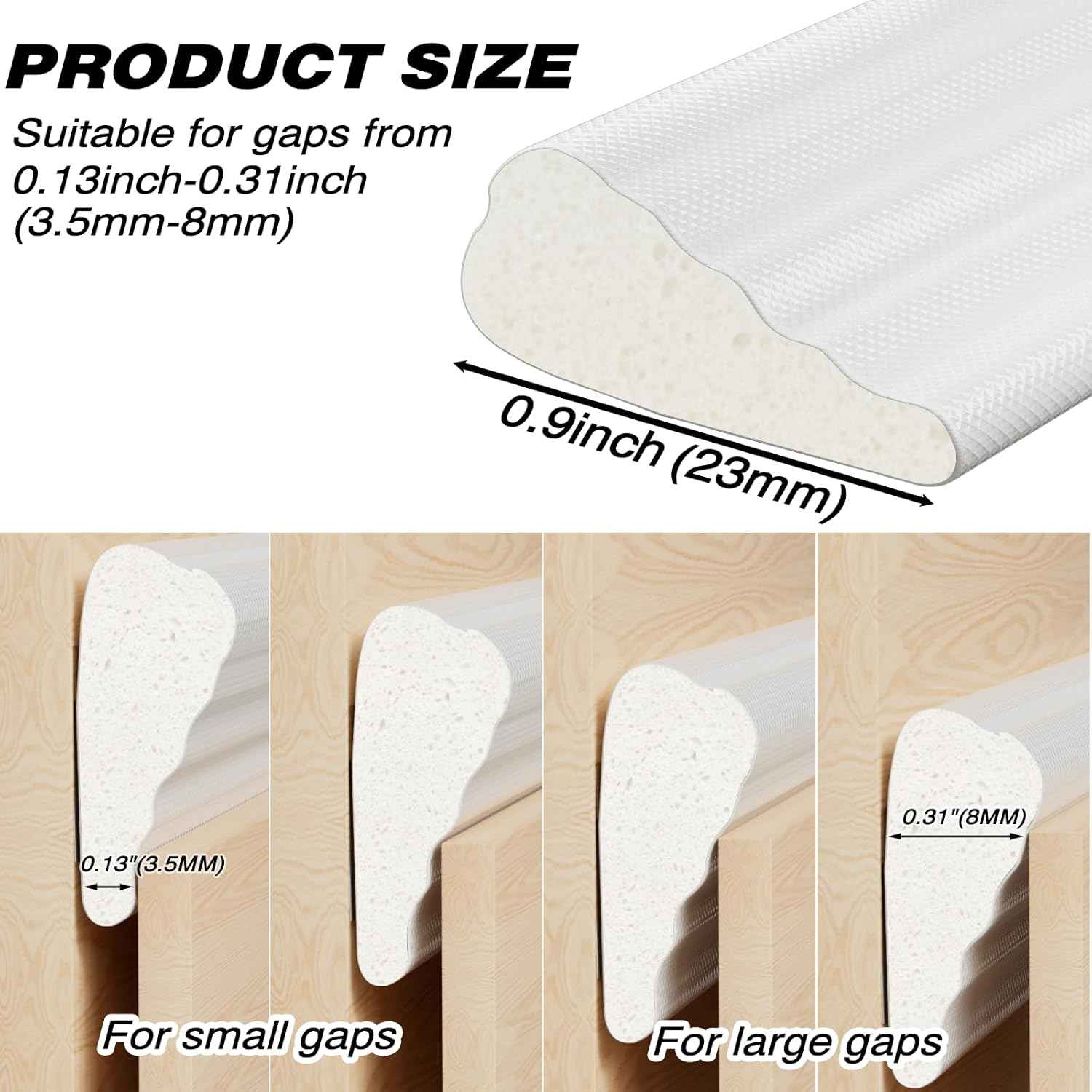 Furinno Wedge Weather Stripping – Child-Safe Cabinet Anti-Collision Cushion for Drawer Fronts, White Foam Strip