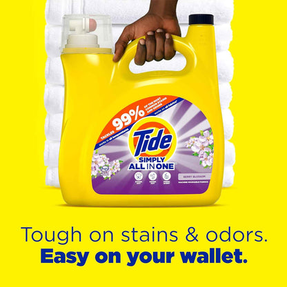 Tide Simply Laundry Detergent Safe for Nursery and Playroom Laundry, Berry Blossom Scent, 168 fl oz