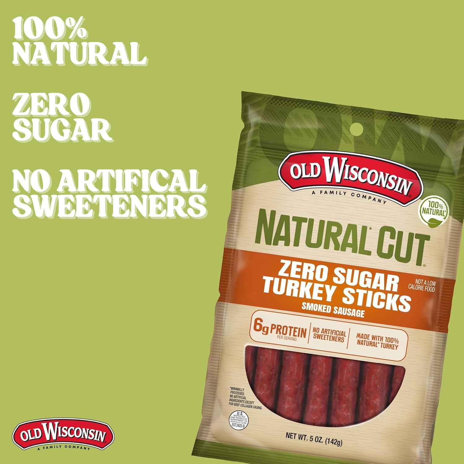 Old Wisconsin Zero Sugar Turkey Snack Sticks – Hiking Trail Protein, Ready to Eat Hardwood Smoked Fuel for Backcountry