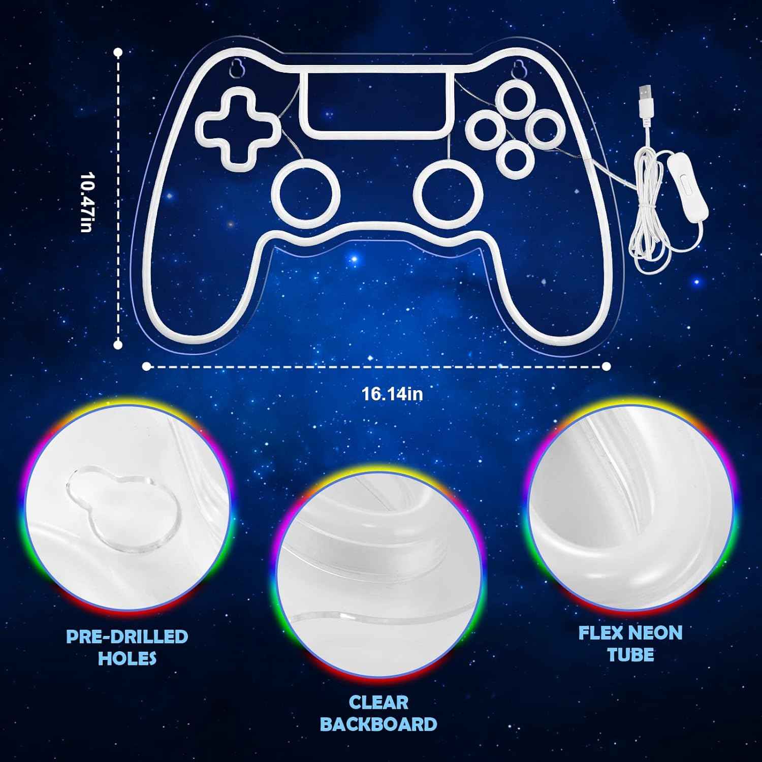 Kavaas Gamer Neon Sign – Awesome Birthday Gift for Teen Boys, LED Game Controller Wall Light for Gaming Room