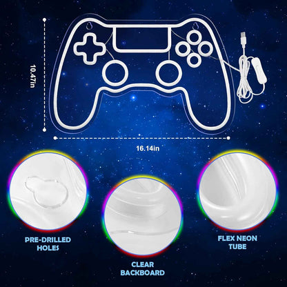 Kavaas Gamer Neon Sign – Awesome Birthday Gift for Teen Boys, LED Game Controller Wall Light for Gaming Room
