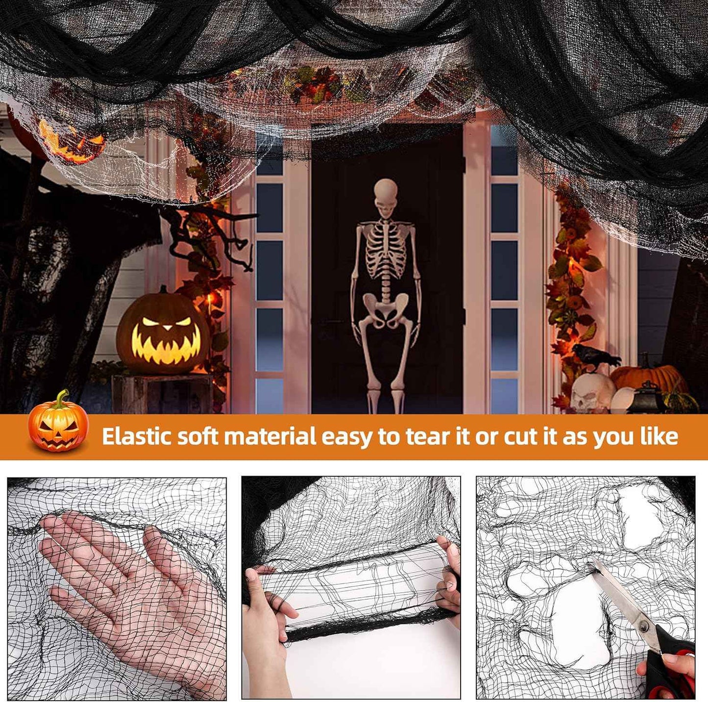 Creepy Cloth Oversized 315x87 inch Gauze – Large-Scale Halloween Decor for Yard and Courtyard