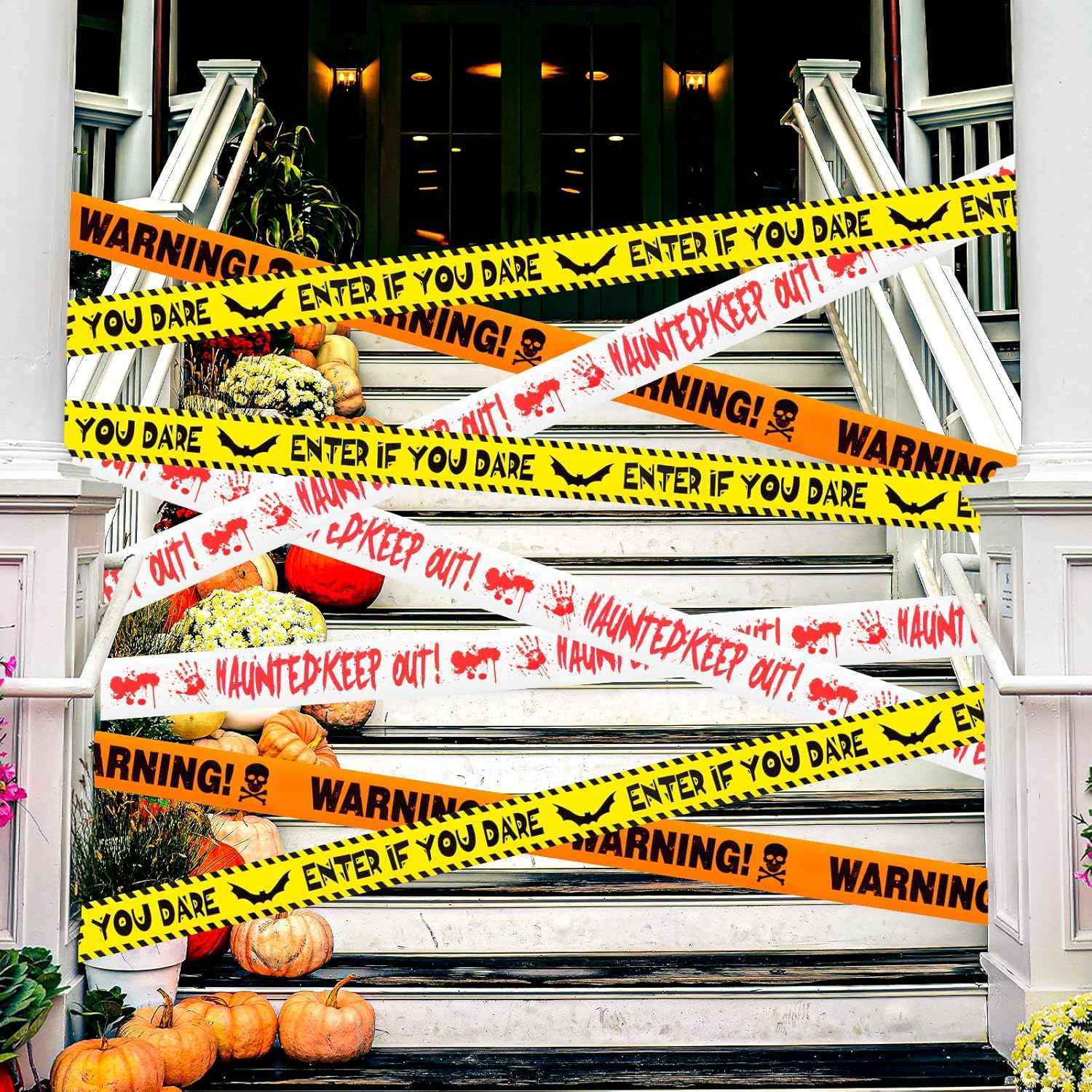 Warning Tape 3-Pack – Creepy Living Room and Entryway Halloween Decoration for Haunted Vibes