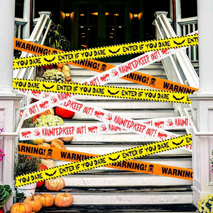 Warning Tape 3-Pack – Creepy Living Room and Entryway Halloween Decoration for Haunted Vibes