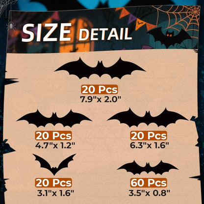 HauntNest PVC Bat Decals – Modern Gothic Halloween Home Accents for Mantel, Doorway, and Accent Walls, Waterproof