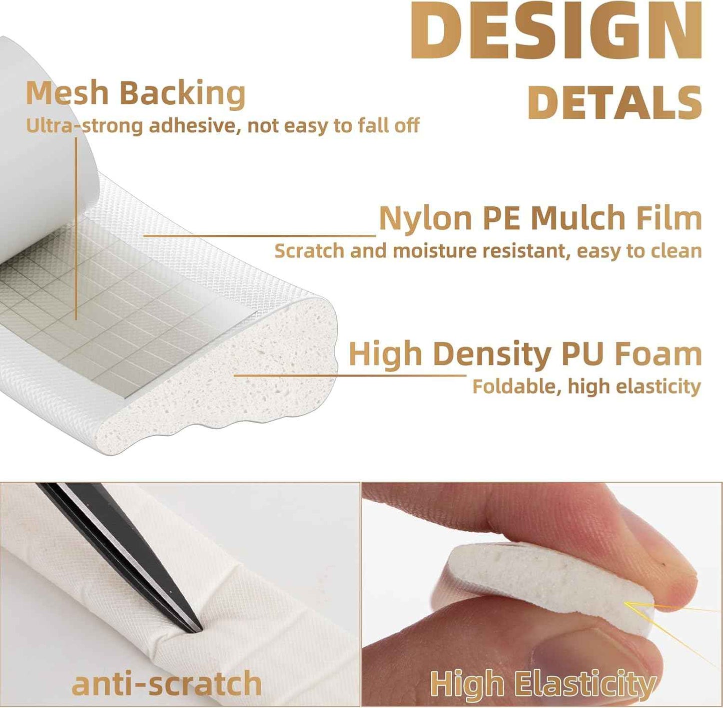 Holikin Wedge Foam Weather Strip – Living Room Sliding Door Frame Tape in White, Sleek Gap Coverage That Blends with Trim