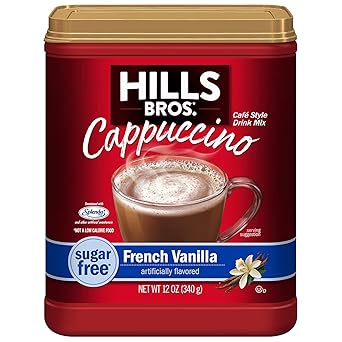 Hills Bros. Sugar Free French Vanilla Instant Cappuccino – Café-Quality Vanilla Indulgence at Home, No Espresso Bar Needed