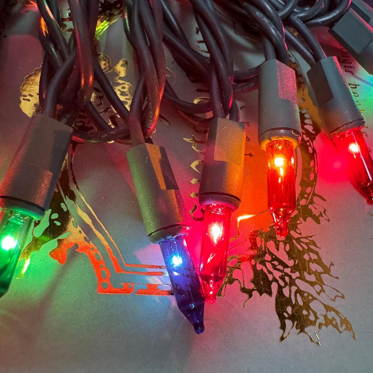 HISHINY UL Certified Safe Christmas Lights, 100 Count Multicolor Green Wire 21 ft, Flameless Indoor and Outdoor Holiday Lighting