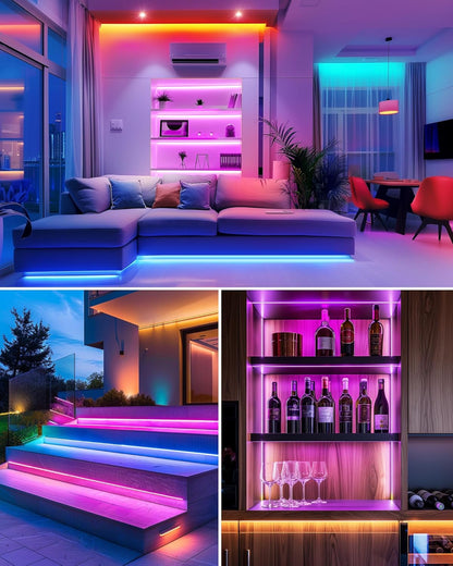 HitLights LED Strip Lights – Safe LED Lighting for Kids Room and Playroom, Cool Touch 12V RGB Strip with Remote