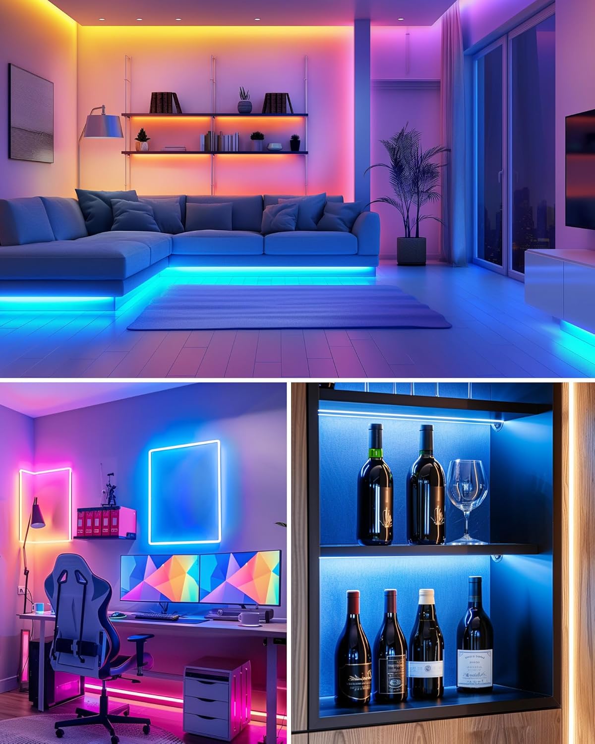 HitLights Pre-Cut LED Strip Lights – Cozy Bedroom Decor with 12 Colors and Remote, 4ft RGB Ambient Lighting