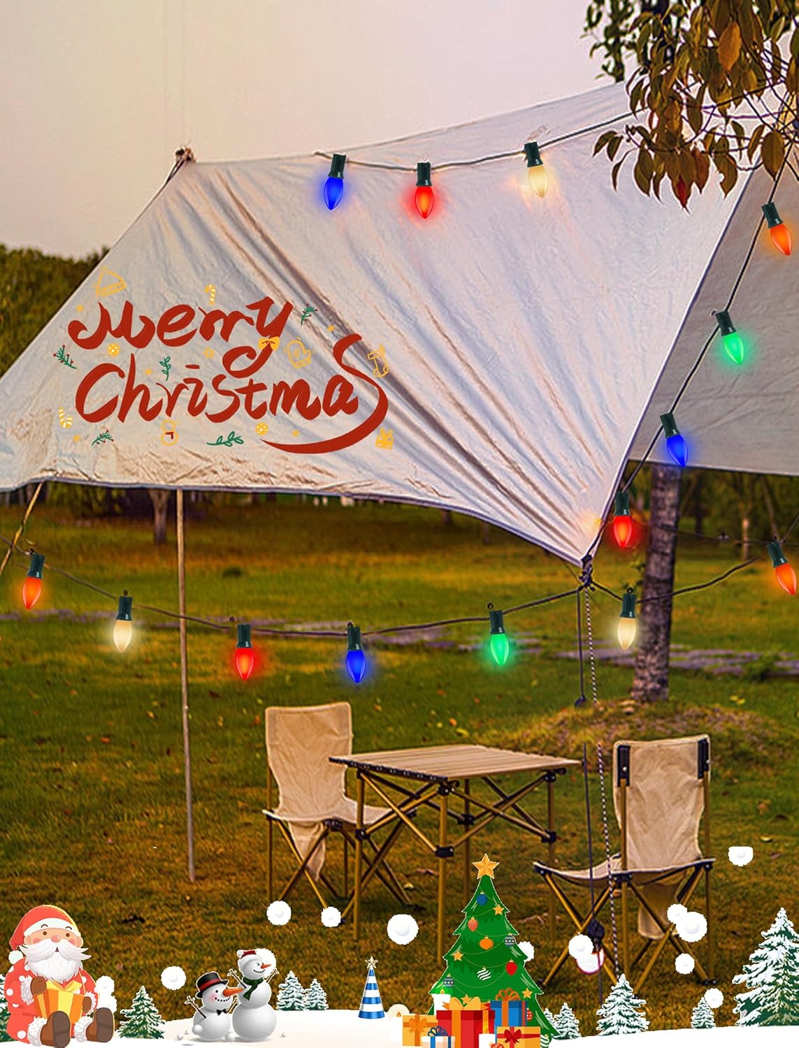 Holiday Brilliance Vintage C9 Lights – Waterproof Connectable Outdoor String Lights for Roofline, Gazebo and Sidewalk