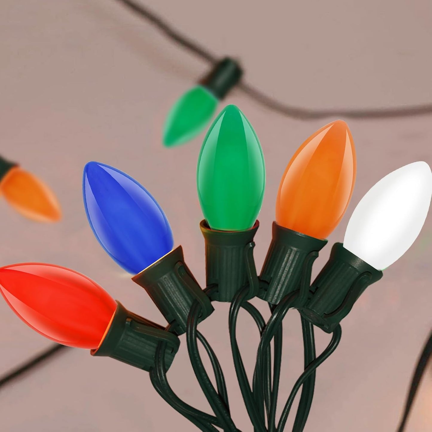 Holiday Brilliance Vintage C9 Lights – Waterproof Connectable Outdoor String Lights for Roofline, Gazebo and Sidewalk
