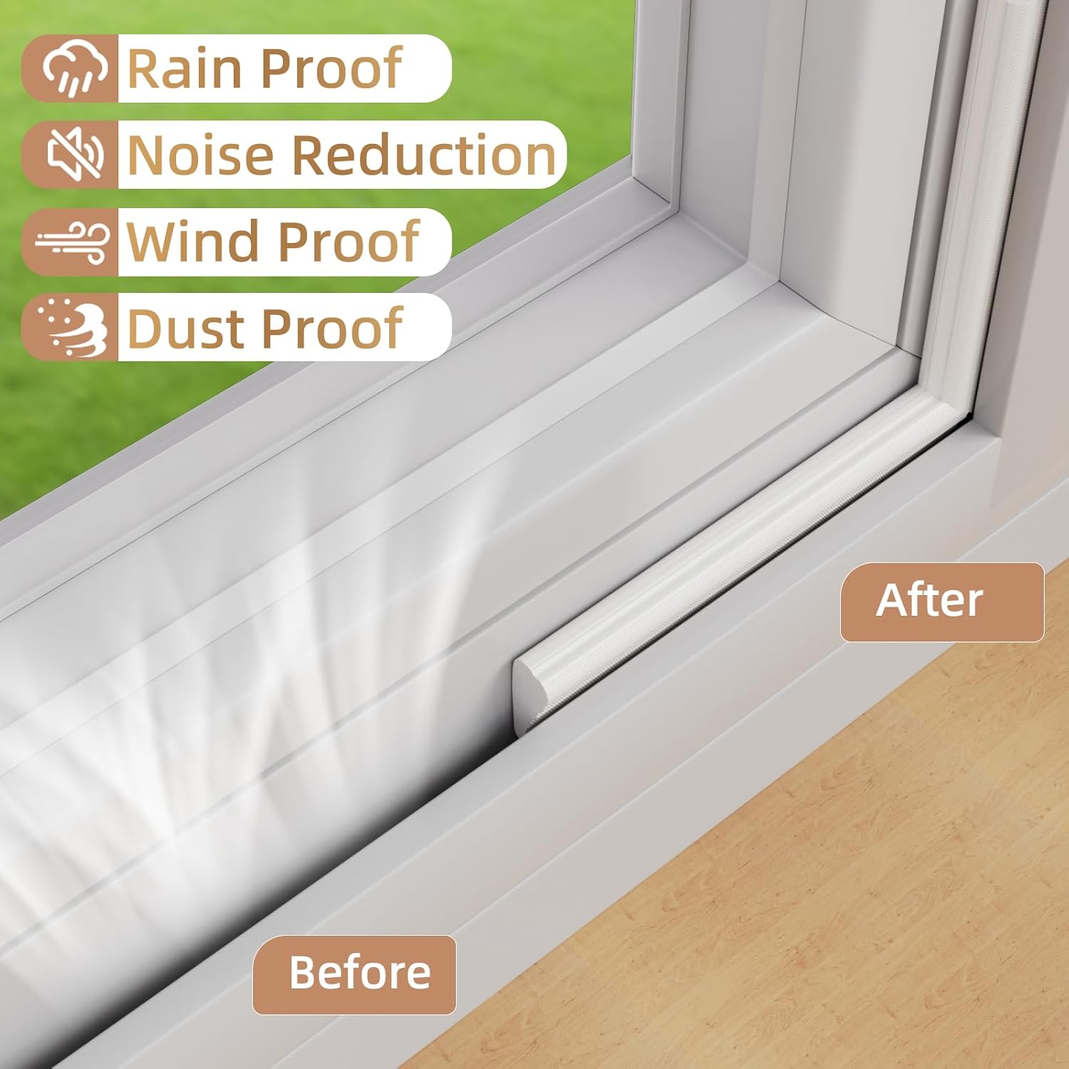 Holikin Wedge Foam Weather Strip – Living Room Sliding Door Frame Tape in White, Sleek Gap Coverage That Blends with Trim