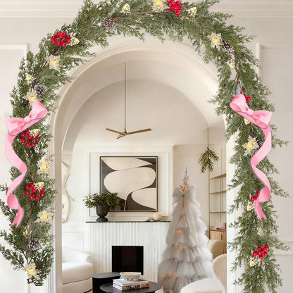 HolyNook Studio Covered Porch Garland – Weather Friendly Front Door Decor with Snowflake and Tree LEDs