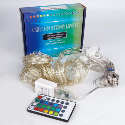 HOME LIGHTING Waterproof Curtain String Lights 300 LED – Patio and Garden Ambient Lighting with 16 Colors