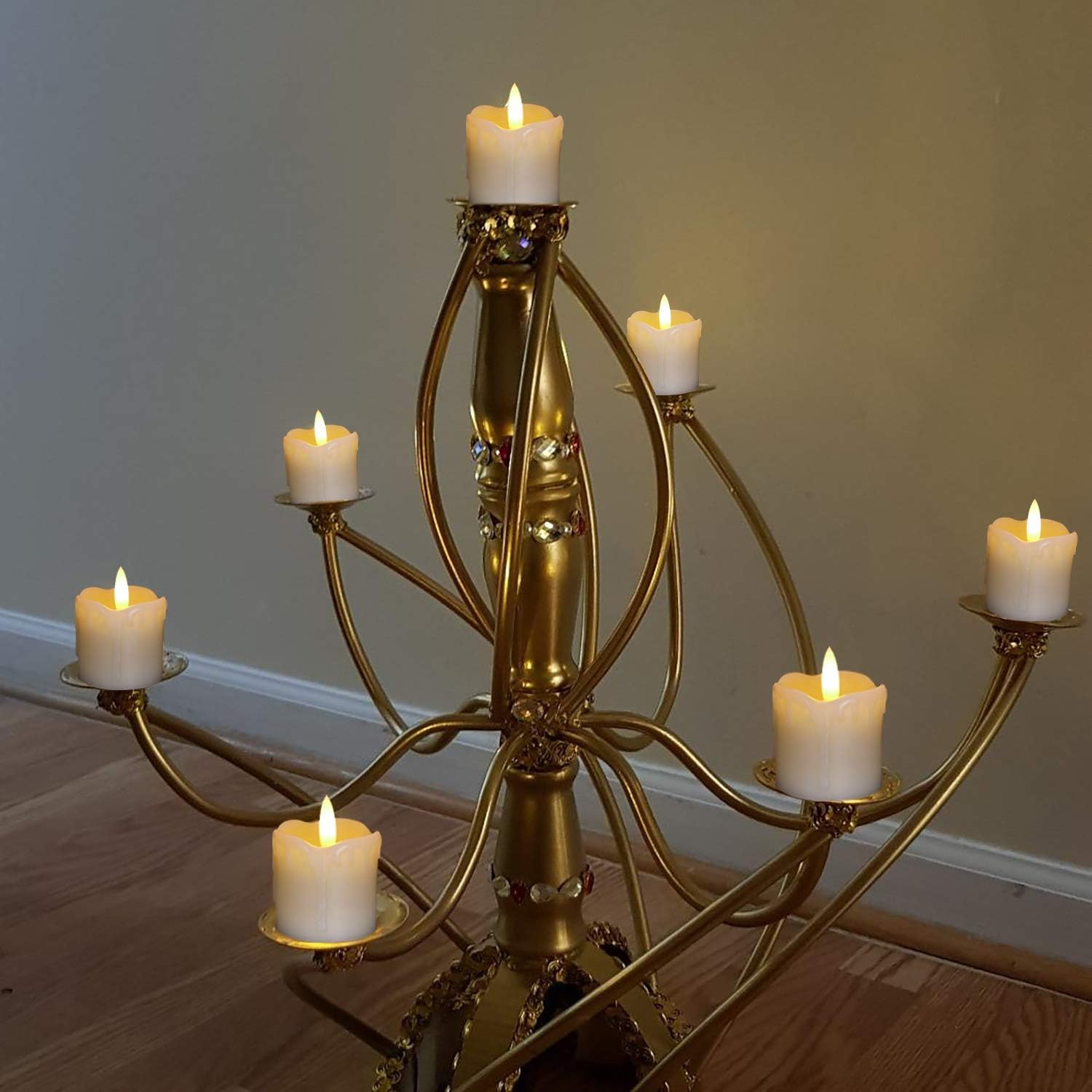 Homemory Flameless Votive Candles with Auto Timer, Calming 6-Hour Realistic Flicker Set for Nightly Wind Down Routine and Meditation Corner, 6 Pack