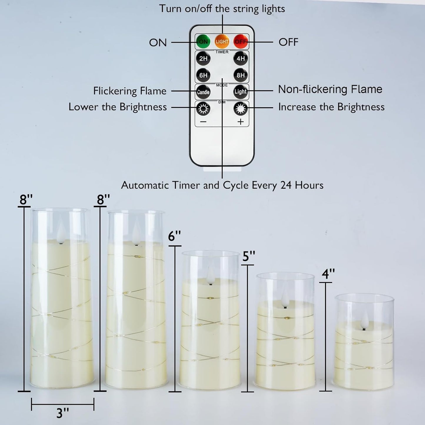 Homemory Star String Fairy Light Candle Set – Housewarming Gift for New Homeowners, Ivory Flameless LED 5 Pack