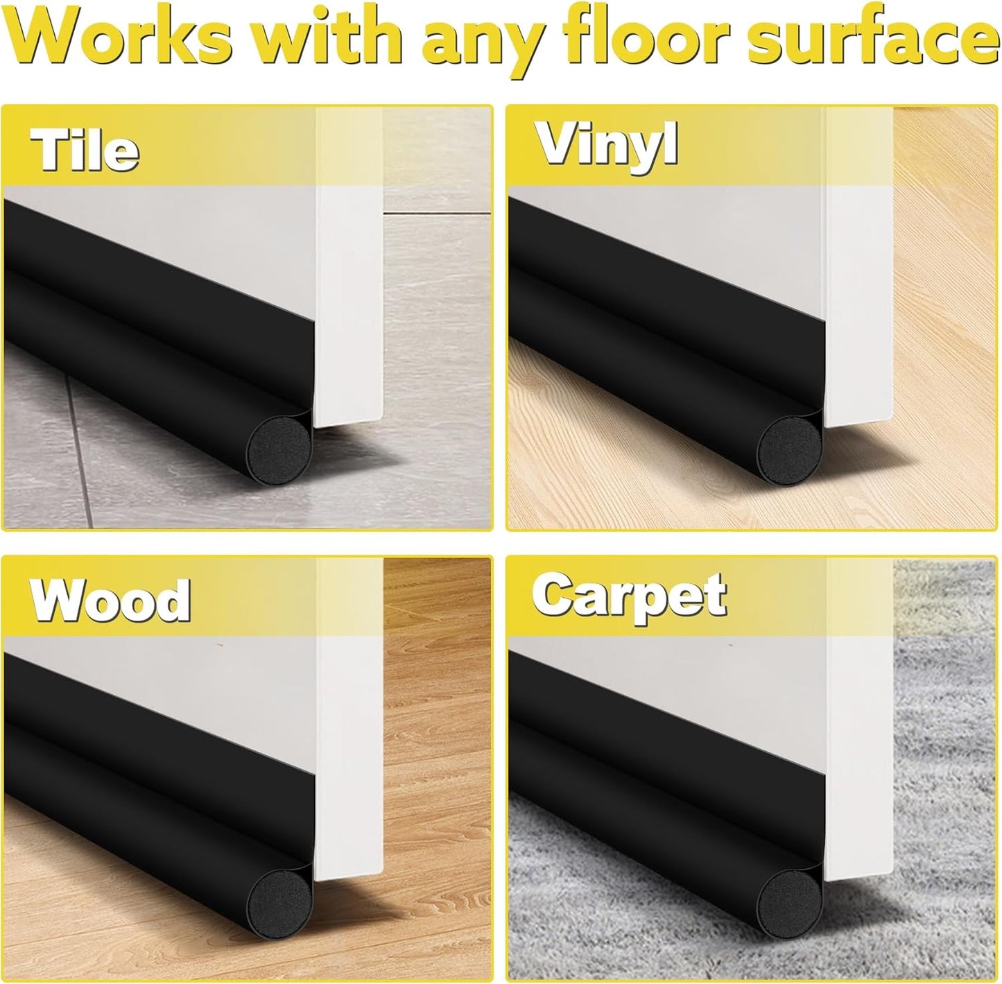 HomeProtect Tool-Free Door Draft Stopper – No-Drill, Adhesive-Backed Seal Safe for Rental Properties