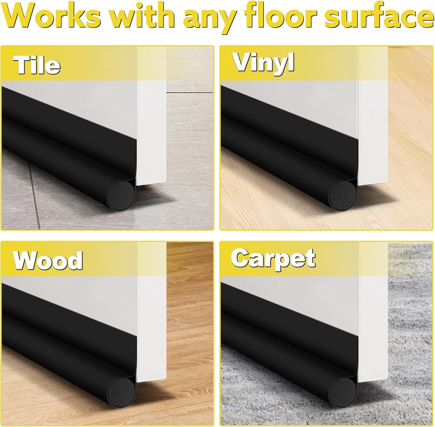 HomeProtect Tool-Free Door Draft Stopper – No-Drill, Adhesive-Backed Seal Safe for Rental Properties