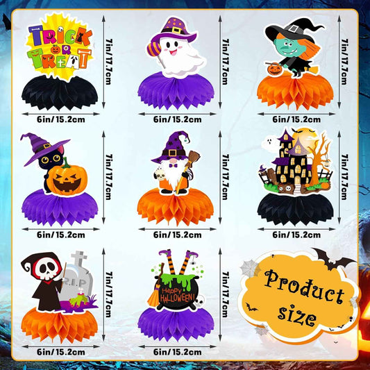JULMELON Kids Halloween Table Decorations Honeycomb Centerpiece Set of 8 for Classroom Party Supplies