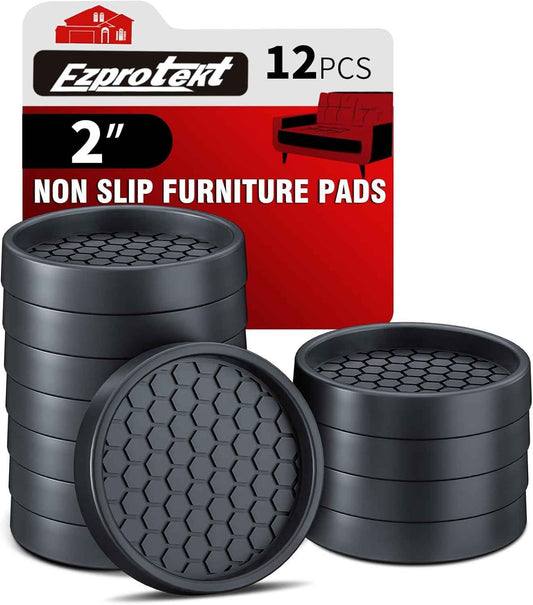 Ezprotekt Anti Skid Furniture Coasters for Elderly Bedroom, 2" Rubber Bed Stoppers That Prevent Shifting on Hardwood