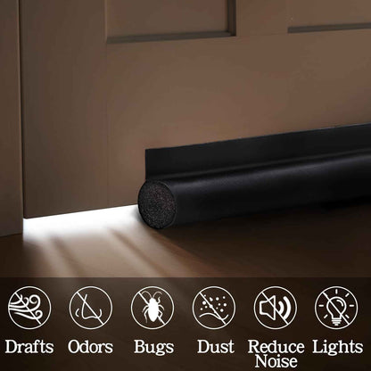 MAXTID Door Draft Stopper 36 Inch Black Adjustable Door Draft Blocker Front Door Draft Guard for Bottom of Doors Weather Stripping Door Seal Strip