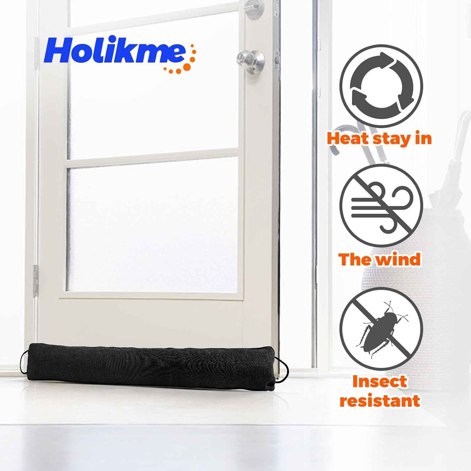 Holikme Weighted Door Draft Stopper – Cozy Bedroom Decor Accessory in Black Gray or Brown, 36 inch