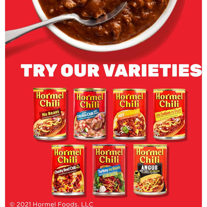 Hormel Chili No Beans – Mild Kid-Friendly Family Dinner, 19 oz No-Heat Pantry Can