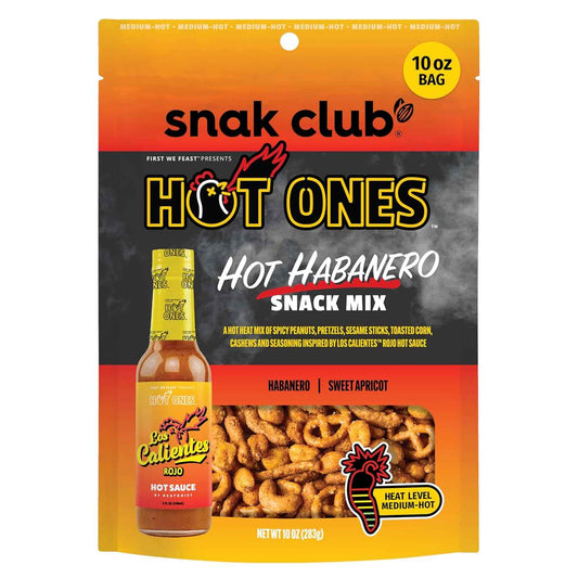 Snak Club x Hot Ones Hot Habanero Snack Mix – Novelty Birthday Gift for Hot Ones Super Fans and Spicy Food Lovers, 10 oz Shareable Bag