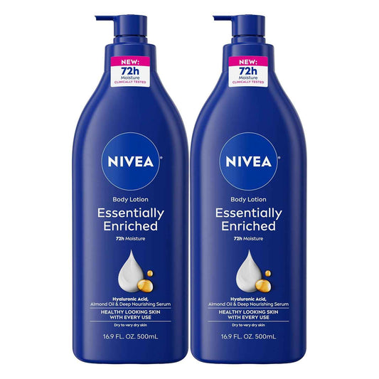 NIVEA Essentially Enriched Body Lotion for Very Dry Skin – Thoughtful Dermatologist-Tested Gift Set for Mom and Her Daily Routine