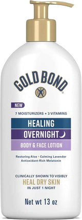 Gold Bond Healing Overnight Lotion for Dry Skin – Lavender Scented Nightly Moisturizer for a Calming Bedtime Ritual