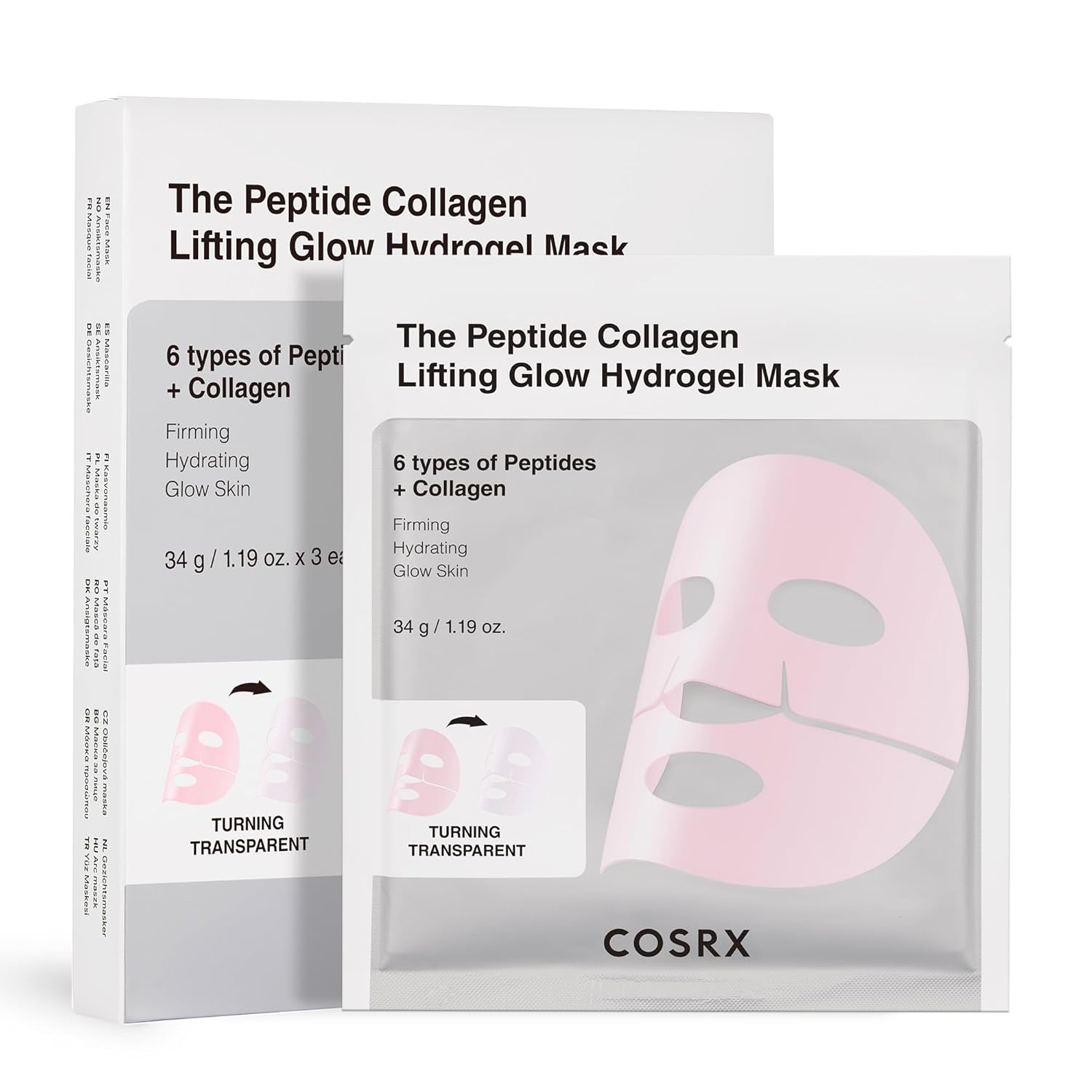 hydrogel sheet mask that turns transparent during use to visually signal absorption