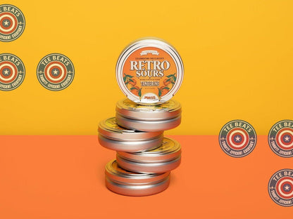 Iconic Candy Retro Sours Hard Tangy Candy Tin – Vintage Holiday Stocking Stuffer, Tangerine Flavored Novelty Gift