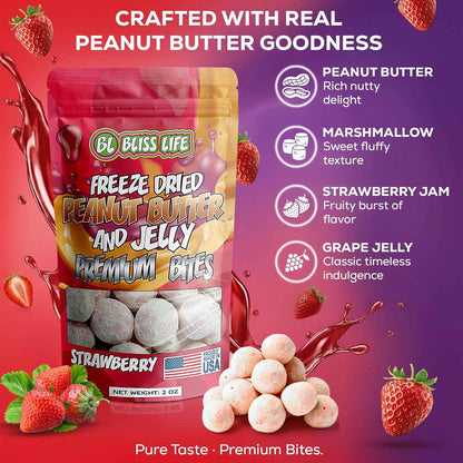 Freeze Dried PB&J Grape Candy – No Melt Travel Candy for Road Trips and Car Snacking 2oz