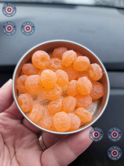 Iconic Candy Retro Sours Hard Tangy Candy Tin – Vintage Holiday Stocking Stuffer, Tangerine Flavored Novelty Gift