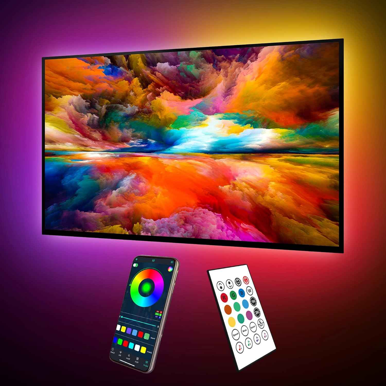maylit ICRGB TV LED Backlight Kit – Living Room Accent Lighting with App & Remote for Stylish Home Decor
