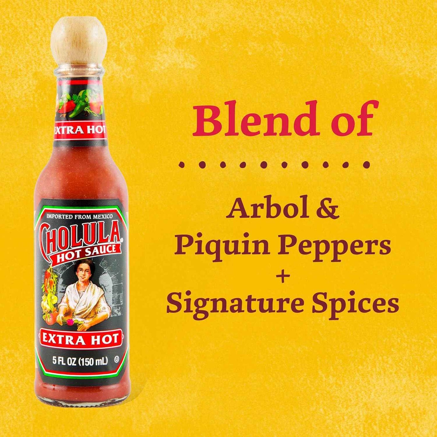 Cholula Hot Sauce Extra Hot – Simple Everyday Egg and Pizza Topping, 5 oz Glass Bottle