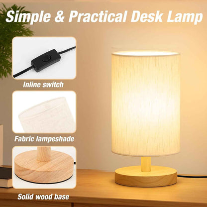 Bedside Decor Lamp in Flax White, Jute Brown, and Wheat Ear Finishes, Ambient Warm Light